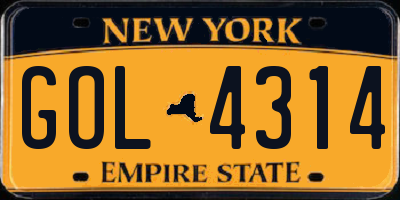 NY license plate GOL4314