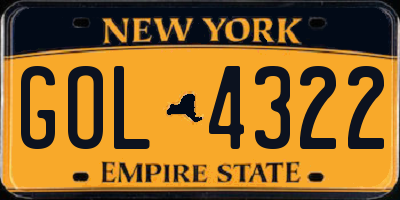 NY license plate GOL4322