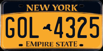 NY license plate GOL4325