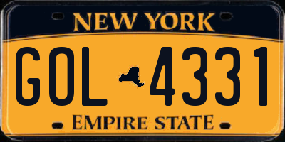 NY license plate GOL4331