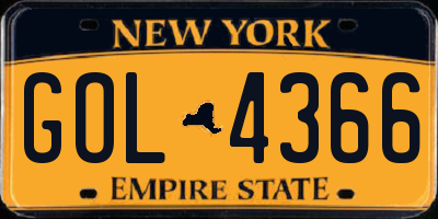 NY license plate GOL4366