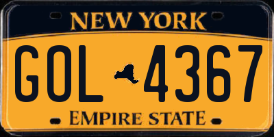 NY license plate GOL4367
