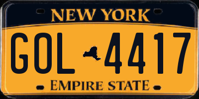 NY license plate GOL4417