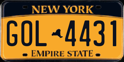 NY license plate GOL4431