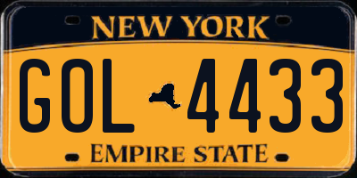 NY license plate GOL4433