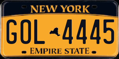 NY license plate GOL4445