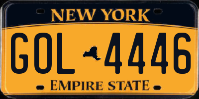 NY license plate GOL4446
