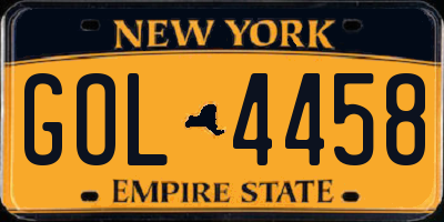 NY license plate GOL4458
