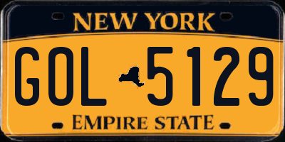 NY license plate GOL5129