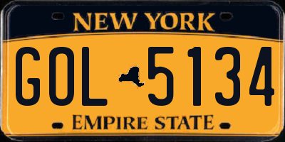 NY license plate GOL5134
