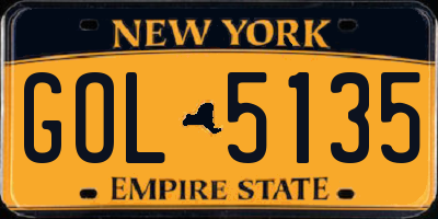 NY license plate GOL5135