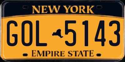NY license plate GOL5143