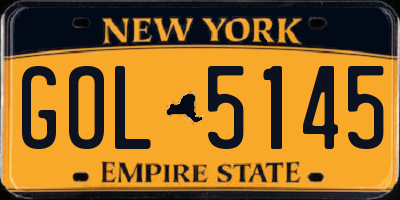NY license plate GOL5145