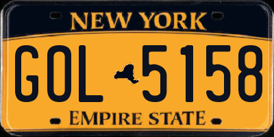 NY license plate GOL5158