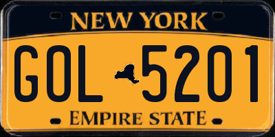 NY license plate GOL5201