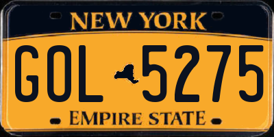 NY license plate GOL5275