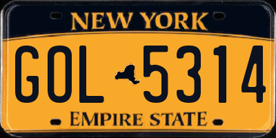 NY license plate GOL5314