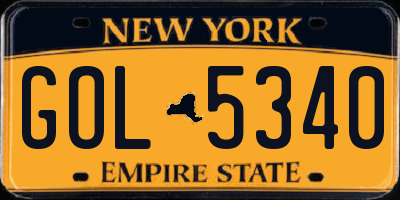 NY license plate GOL5340