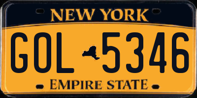 NY license plate GOL5346