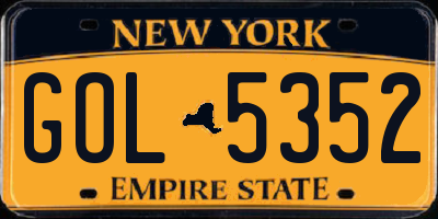 NY license plate GOL5352