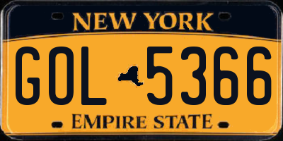 NY license plate GOL5366