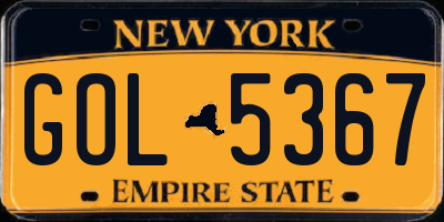 NY license plate GOL5367