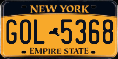 NY license plate GOL5368
