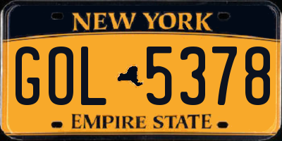 NY license plate GOL5378