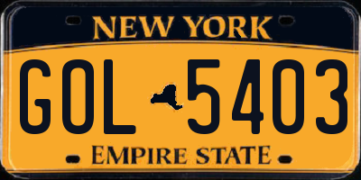 NY license plate GOL5403
