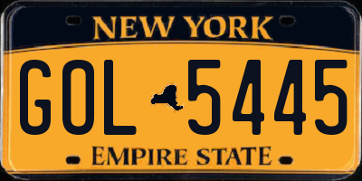 NY license plate GOL5445