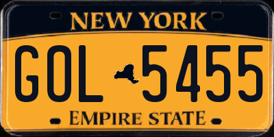 NY license plate GOL5455