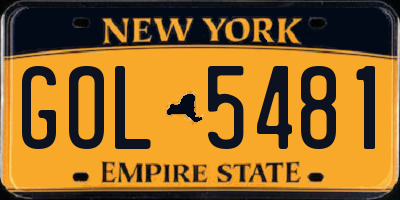 NY license plate GOL5481