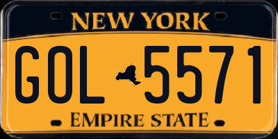 NY license plate GOL5571