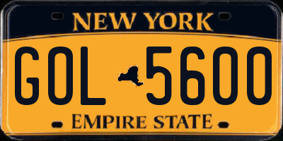 NY license plate GOL5600