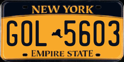 NY license plate GOL5603