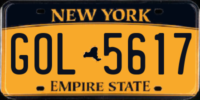 NY license plate GOL5617