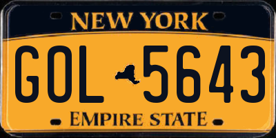 NY license plate GOL5643