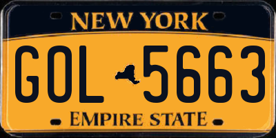 NY license plate GOL5663