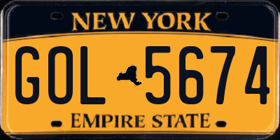 NY license plate GOL5674