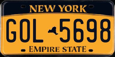 NY license plate GOL5698