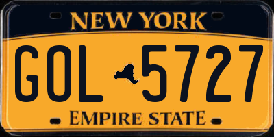 NY license plate GOL5727
