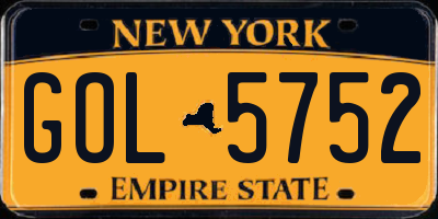 NY license plate GOL5752