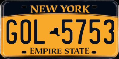 NY license plate GOL5753