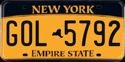 NY license plate GOL5792