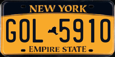 NY license plate GOL5910
