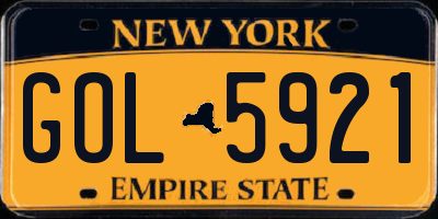 NY license plate GOL5921