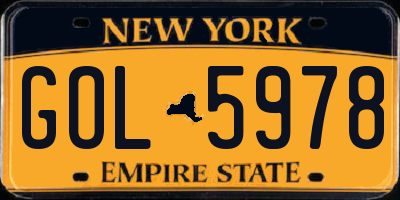 NY license plate GOL5978