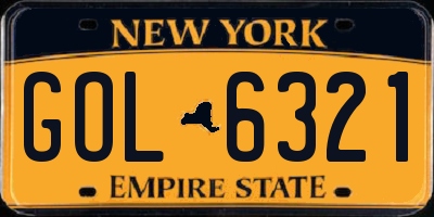 NY license plate GOL6321
