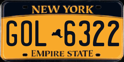 NY license plate GOL6322