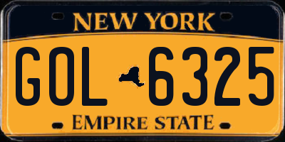 NY license plate GOL6325